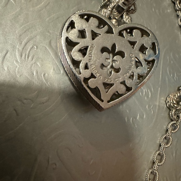 Vintage Judith Ripka 925 sterling silver and CZ heart charm necklace - Picture 6 of 12